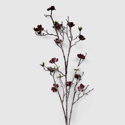 Изображение товара Веточка персика Конэко-О новогодняя бургундьди 10 см декоративное изделие