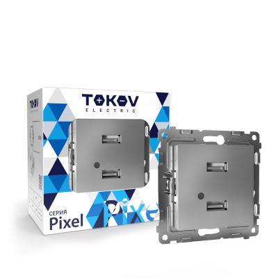 Изображение товара USB-розетка Tokov Electric Pixel 2-м 5В алюминий Изображение товара USB-розетка Tokov Electric Pixel 2-м 5В алюминий