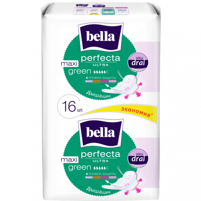 Изображение товара Прокладки Bella Perfecta Ultra Maxi Green, супертонкие, 16 шт