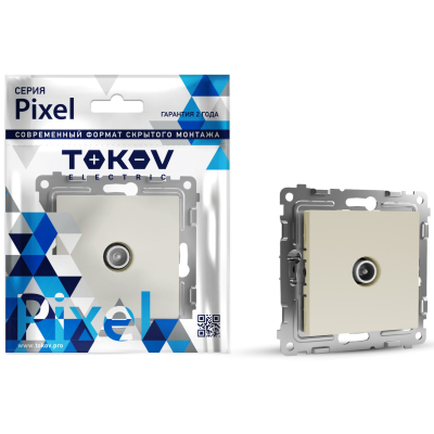 Изображение товара Розетка TV Tokov Electric Pixel проходная бежевое цвет