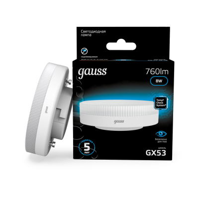 Изображение товара Лампа Gauss GX53 8W 760LM 6500K светодиодная для потолков