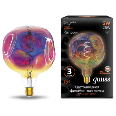 Изображение товара Декоративная лампа Gauss Filament RAINBOW SPIRAL G150 5W E27 для интерьера Изображение товара Декоративная лампа Gauss Filament RAINBOW SPIRAL G150 5W E27 для интерьера