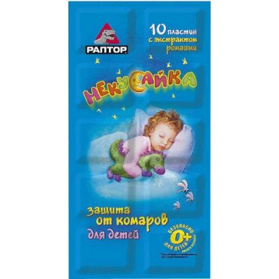 Изображение товара Пластины от комаров Раптор Некусайка 10 шт для детей от 1 года без запаха