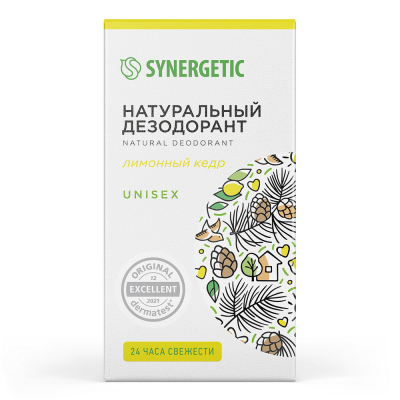 Изображение товара Натуральный дезодорант Synergetic лимонный кедр, гипоаллергенный, шариковый, 50 мл