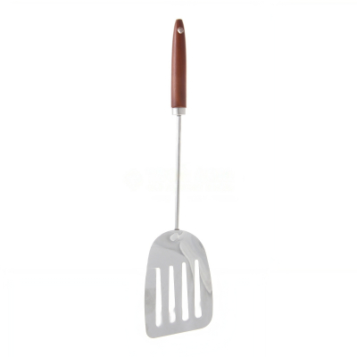 Изображение товара Лопатка с прорезями Atlantis Cello Wood 37335 из нержавеющей стали с прорезиненной ручкой