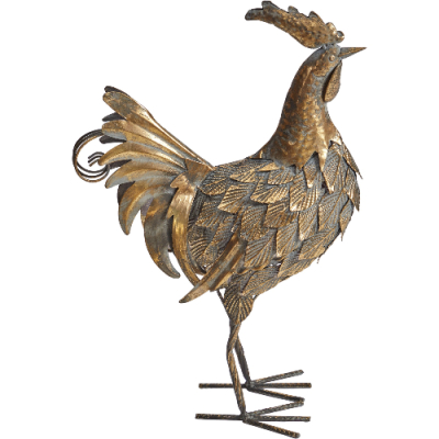 Изображение товара Настольный декор Петух из железа 32x16x50 см золотой стильный интерьерный элемент