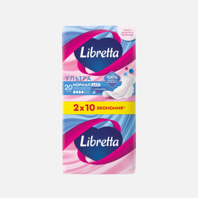 Изображение товара Женские гигиенические прокладки Libretta Ультра нормал део 20 шт Изображение товара Женские гигиенические прокладки Libretta Ультра нормал део 20 шт