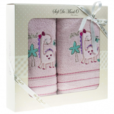 Изображение товара Комплект полотенец Sofi De Marko Dino розовые 50х80/70х120 см