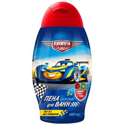 Изображение товара Детская пена для ванны Гонки 400 мл безопасное и яркое купание