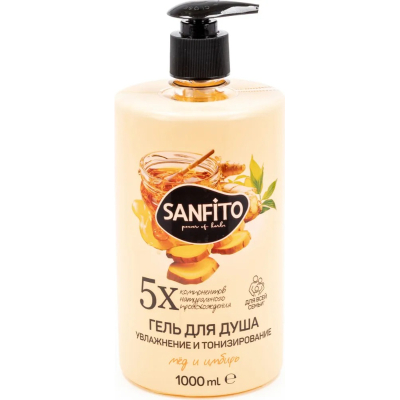 Изображение товара Гель для душа увлажняющий Soell/Sanfito с мёдом и имбирём 1 л