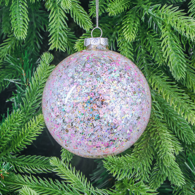 Изображение товара Шар стеклянный Yancheng Shiny с разноцветными паетками