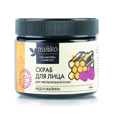 Изображение товара Скраб для лица Mi&ko Мед и малина для чувствительной кожи 60 мл