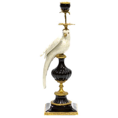 Изображение товара Подсвечник Glasar с попугаями из фарфора и бронзы 18х15х46 см