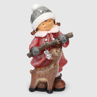 Изображение товара Декоративная новогодняя фигура Полиформ Девочка с оленёнком 24х19х48 см
