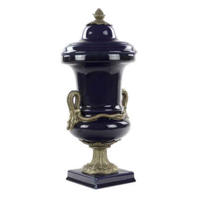 Изображение товара Фарфоровая ваза Glasar баклажанного цвета с бронзой 39 см Изображение товара Фарфоровая ваза Glasar баклажанного цвета с бронзой 39 см