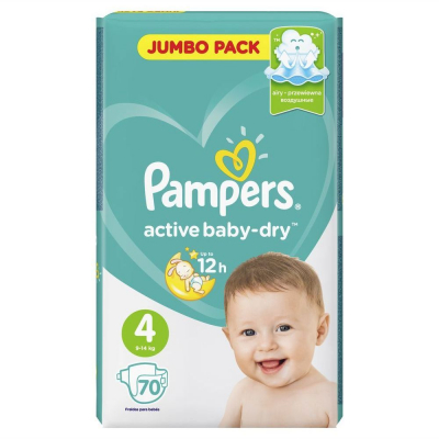 Изображение товара Подгузники Pampers Active Baby-Dry 4 Maxi (9-14 кг) 70 шт Изображение товара Подгузники Pampers Active Baby-Dry 4 Maxi (9-14 кг) 70 шт