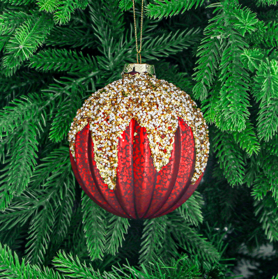 Изображение товара Шар стеклянный Yancheng Shiny новогодний с бисером 10 см