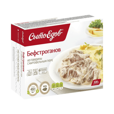 Изображение товара Бефстроганов говяжий Сытоедов с картофельным пюре 320 г