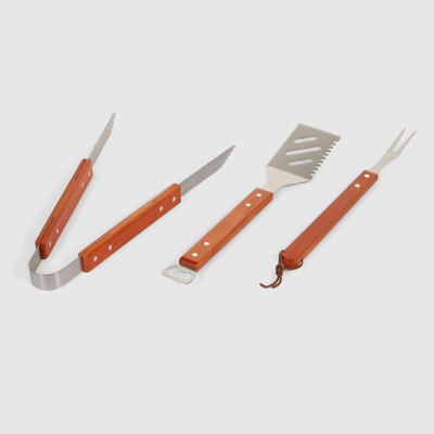 Изображение товара Набор инструментов для гриля Keyo 3 шт из нержавеющей стали и дерева Изображение товара Набор инструментов для гриля Keyo 3 шт из нержавеющей стали и дерева