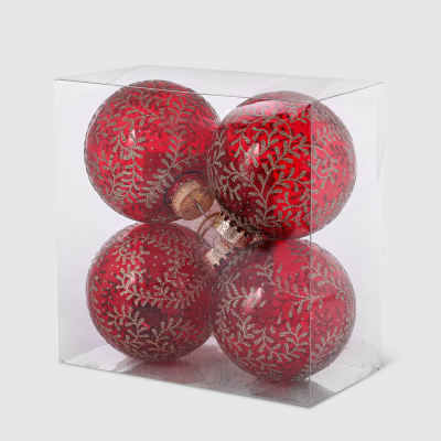 Изображение товара Набор елочных игрушек Unique Treasures 80RS39NS-4211RG 4 шт красный золото для украшения елки