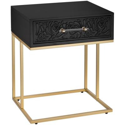 Изображение товара Столик Glasar с ящиком черный 50х40х60 см