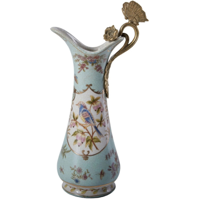 Изображение товара Кувшин Glasar с бабочкой 14x11x29 см зеленый фарфор бронза