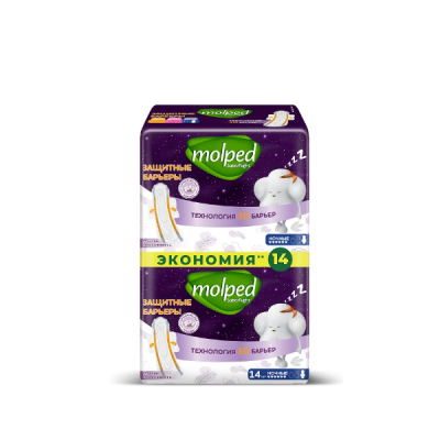 Изображение товара Прокладки Molped Super Night 14 шт ночная гигиена комфорт и надежность Изображение товара Прокладки Molped Super Night 14 шт ночная гигиена комфорт и надежность