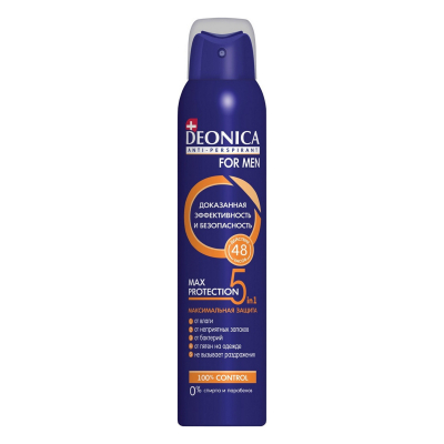 Изображение товара Антиперспирант Deonica 5 Protection for Men 200 мл аэрозоль мужской защита от пота Изображение товара Антиперспирант Deonica 5 Protection for Men 200 мл аэрозоль мужской защита от пота