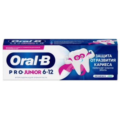 Изображение товара Зубная паста Oral-B Pro Junior для детей 6-12 лет 75 мл безопасная защита эмали с фтором