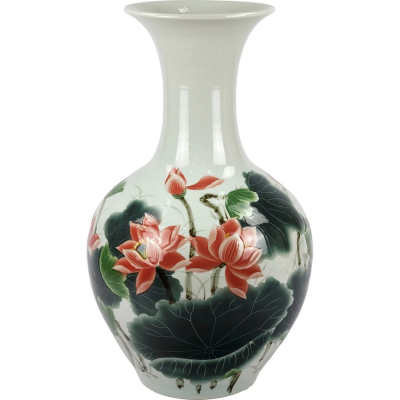 Изображение товара Напольная фарфоровая ваза Glasar 78 см с яркими цветами ручной работы
