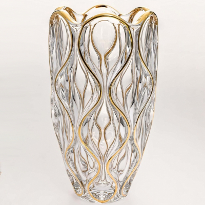 Изображение товара Ваза Bohemia Jihlava Ocean декор золото 30 см - хрусталь чехия