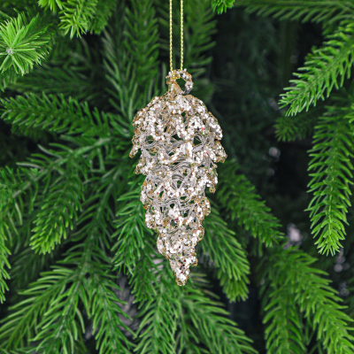 Изображение товара Игрушка ёлочная Yancheng Shiny шишка стеклянная 3,5х3,5х9 см