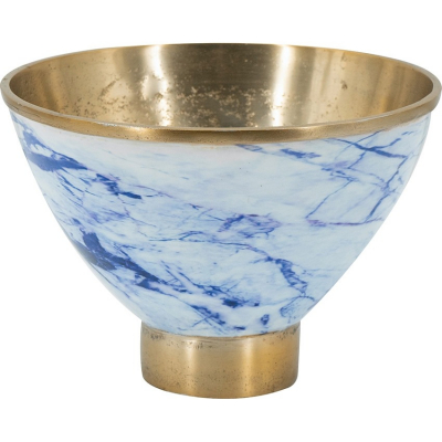 Изображение товара Декоративная синяя чаша Glasar из алюминия 24x24x17 см с фактурой под мрамор