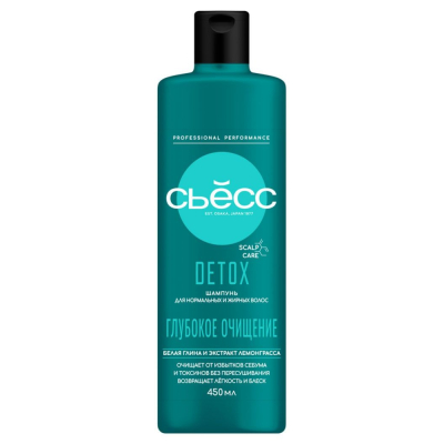 Изображение товара Шампунь Сьёсс Detox 450 мл для всех типов волос очищающий и увлажняющий