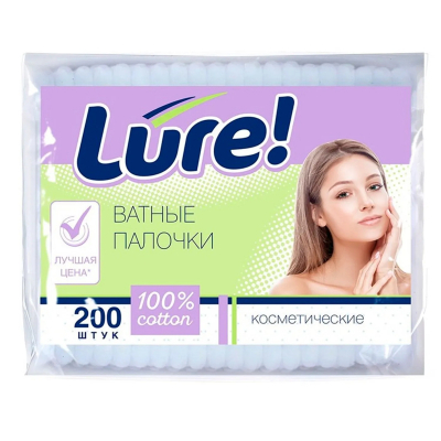 Изображение товара Палочки ватные Lure 200 шт для гигиенических процедур