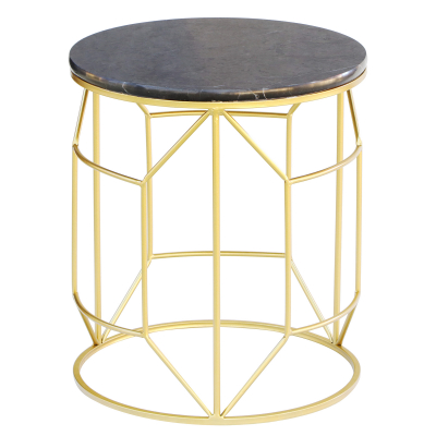 Изображение товара Журнальный столик Glasar 43х43х50 см с черным мрамором и металлическим каркасом