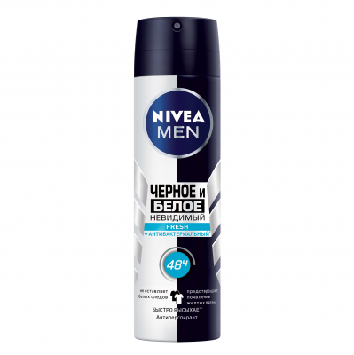 Изображение товара Дезодорант Nivea Невидимая защита Черное и белое мужской Fresh 150 мл Изображение товара Дезодорант Nivea Невидимая защита Черное и белое мужской Fresh 150 мл