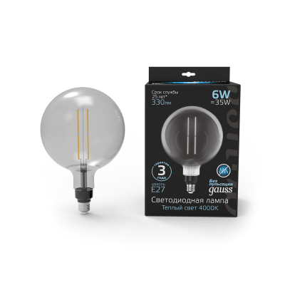 Изображение товара Лампа Gauss Filament Vintage G200 6W E27 4000K Декоративная Изображение товара Лампа Gauss Filament Vintage G200 6W E27 4000K Декоративная