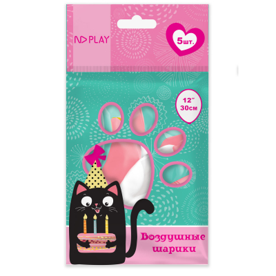 Изображение товара Шарики ND Play Кошки 30 см 5 шт 