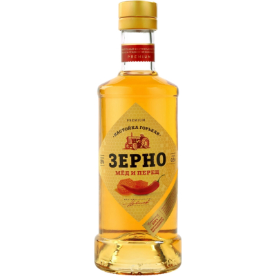 Изображение товара Настойка горькая "Зерно" Мед и Перец, 0.5 л
