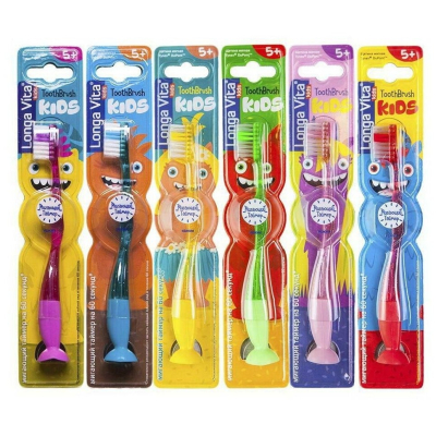 Изображение товара Щетка зубная Longa Vita детская мигающая с присоской 5-10 лет