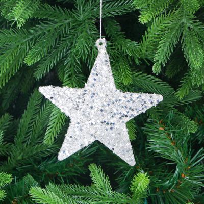 Изображение товара Стеклянная ёлочная звезда Yancheng Shiny серебристая 12х0,5х13 см