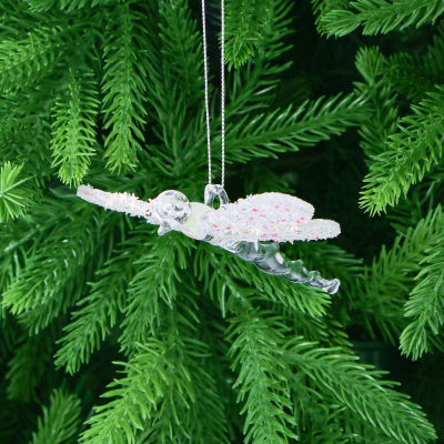 Изображение товара Стеклянная ёлочная игрушка стрекоза подвесная 10 см