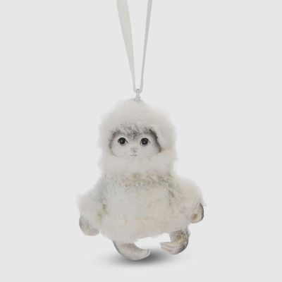 Изображение товара Игрушка на елку Edg зверята 7 см белая подвесная из полирезина