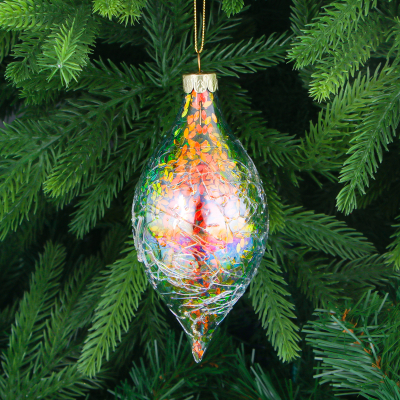 Изображение товара Игрушка ёлочная Yancheng Shiny с орнаментом разноцветная 6х6х13 см