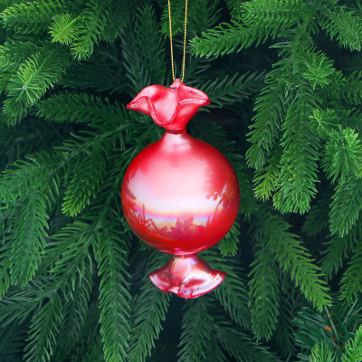 Изображение товара Елочная игрушка Yancheng Shiny стеклянная конфета 6х6х11 см