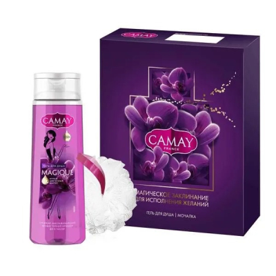 Изображение товара Подарочный набор Camay Magique гель для душа и мочалка 250 мл для женщин