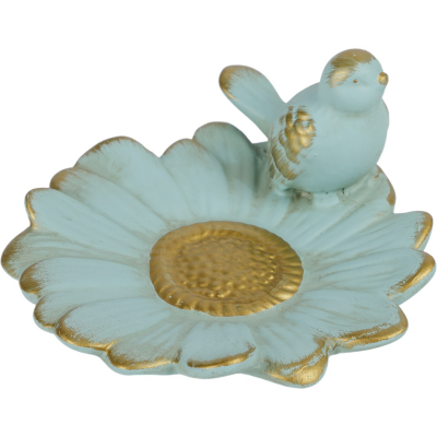 Изображение товара Блюдо для колец Glasar с птичкой голубая 12х12х6 см оригинальный дизайн