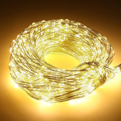 Изображение товара Электрогирлянда серебристая 1440 LED теплый белый для интерьера внутри помещений