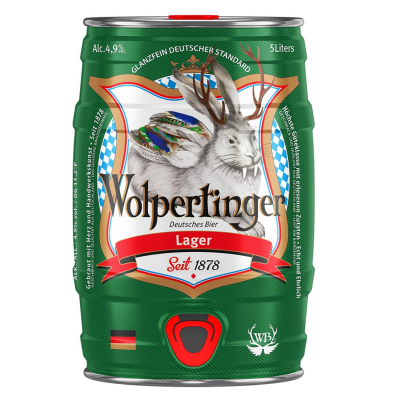 Изображение товара Пиво светлое фильтрованное "Wolpertinger" Lager, мини бочка, 5 л